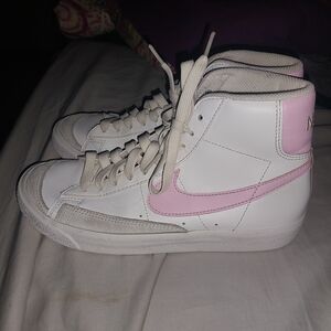 Nike Kids Pink and White High-Top Sneakers
